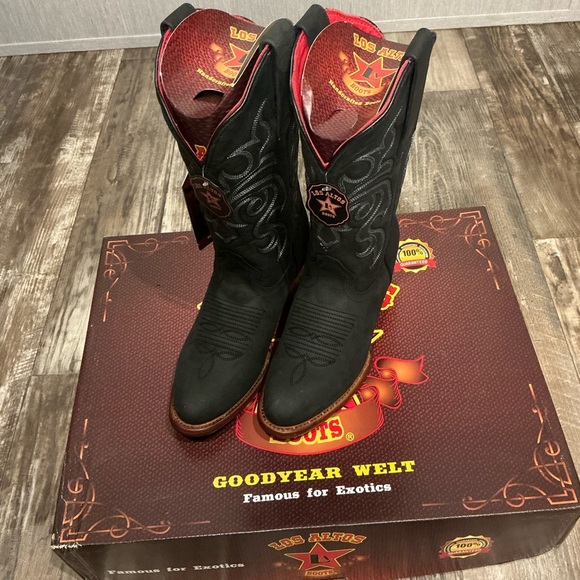 NWT Los Altos Black Leather Western Boots Size 6 - Picture 9 of 16